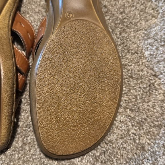 Spring Step Leather Sand Dollar Slide Sandals Brown Comfort Coastal Boho Sz 9.5 - Picture 8 of 12